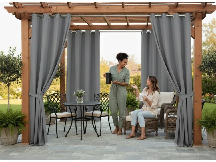 Venkovní zahradní závěs s kroužky MONTANA color 23 šedá, různé rozměry MyBestHome