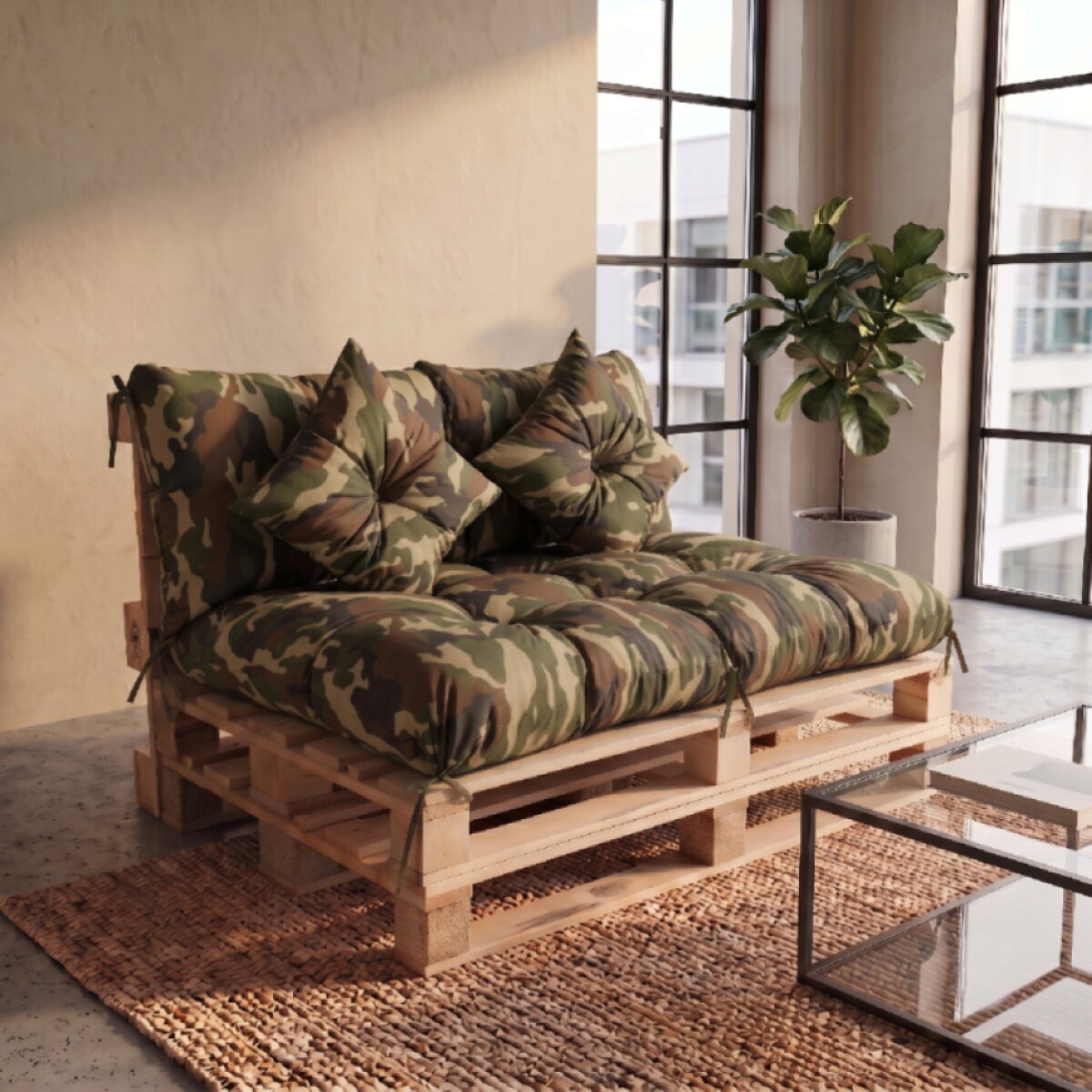 Interiérový polstr na palety LIVING 98 khaki – do obývacího pokoje MyBestHome