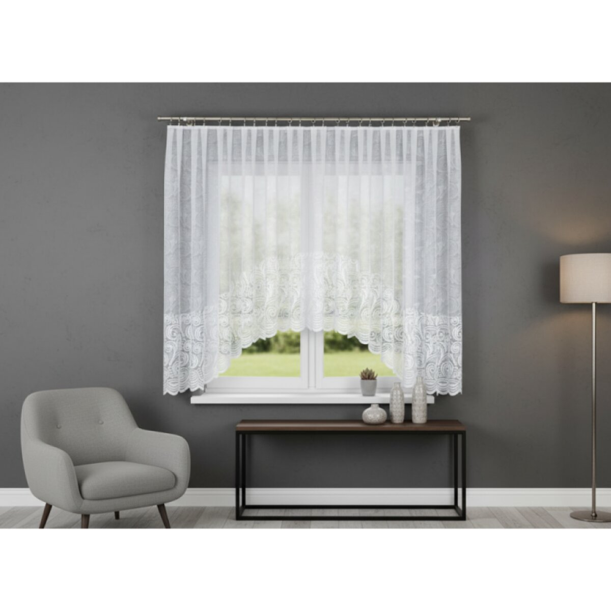Dekorační oblouková krátká záclona na žabky KINGA 400x160 cm MyBestHome