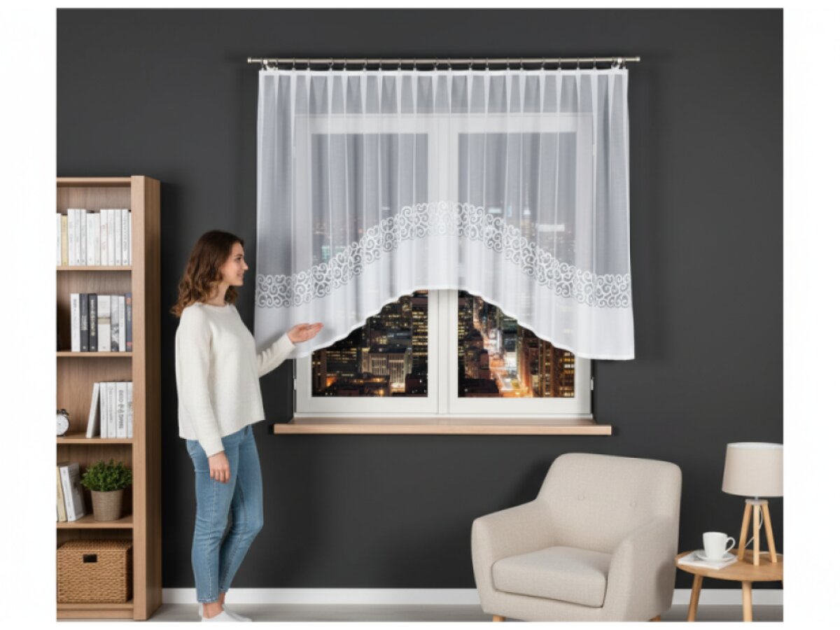Dekorační oblouková krátká záclona na žabky DANIELA 130 bílá 300x130 cm MyBestHome