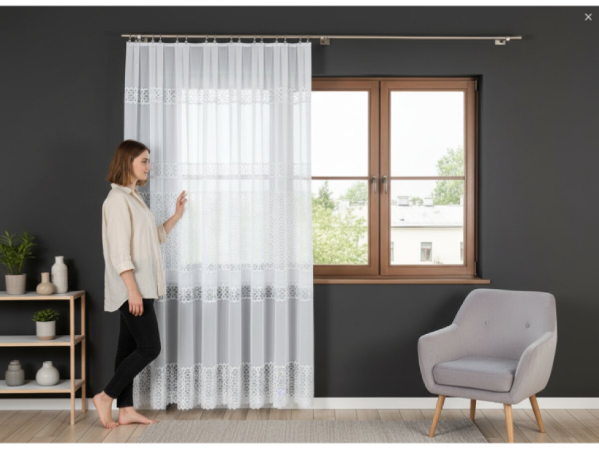 Dekorační žakárová záclona na žabky ADRIANNA LONG bílá 300x250 cm (cena za 1 kus dlouhé záclony) MyBestHome