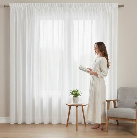Dekorační dlouhá záclona s řasící páskou s leskem SHINE 350x250 cm bílá MyBestHome
