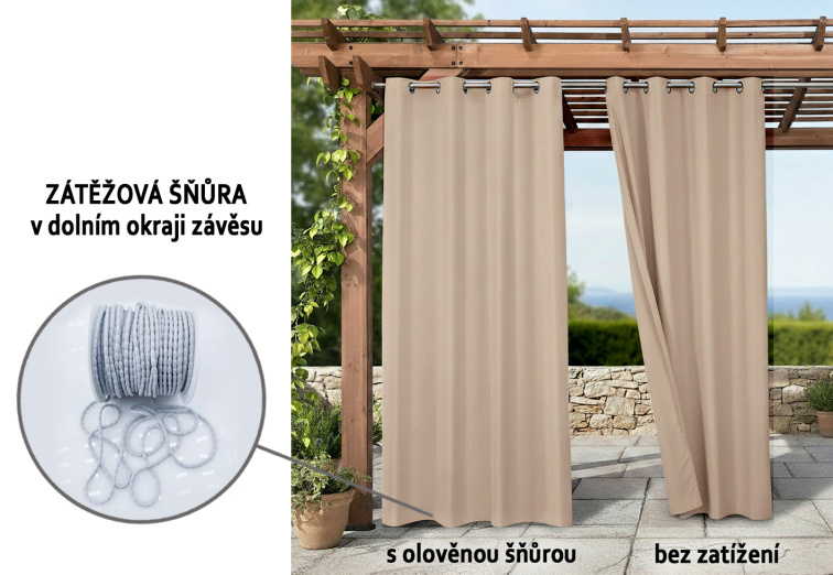 Venkovní zahradní závěs s kroužky MONTANA color 21 béžová, různé rozměry MyBestHome