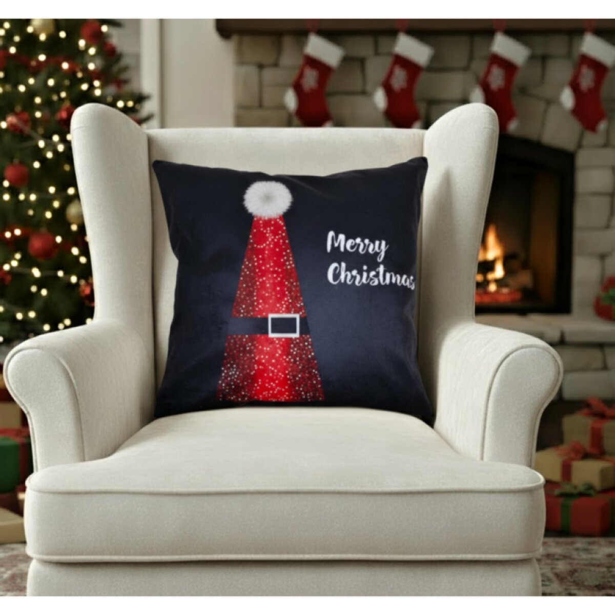 Vánoční povlak na polštář XMAS - MIRACLE černá/červená 40x40 cm mikrovlákno