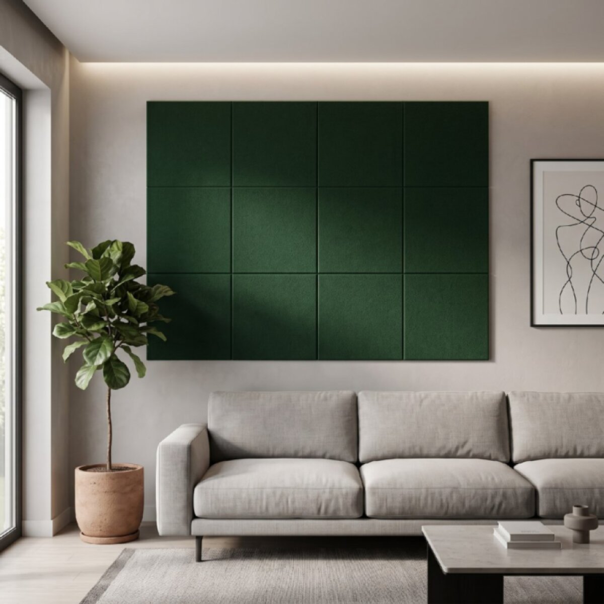 Čalouněný nástěnný panel různé rozměry láhvově zelená čtverec MyBestHome