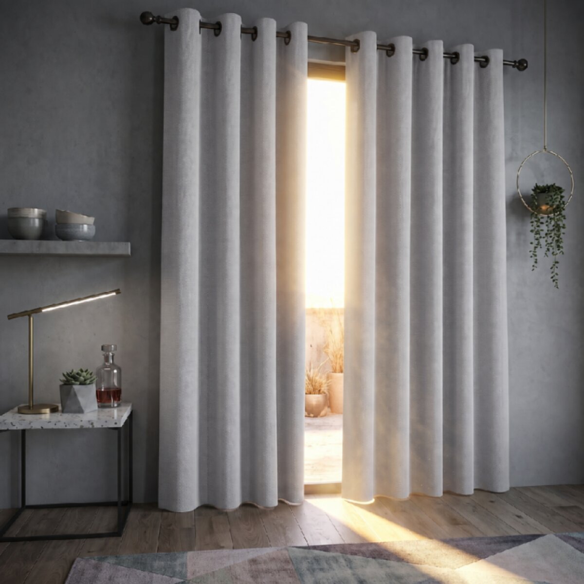 Termoizolační blackout závěs POLAIRE světle šedá 140×260 cm na kroužky