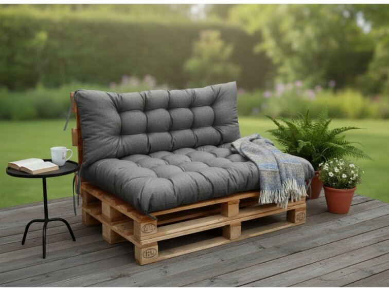 Paletové prošívané sezení PIETRO SET - sedák 120x80 cm, opěrka 120x40 cm, color 23 barva šedá, Mybesthome