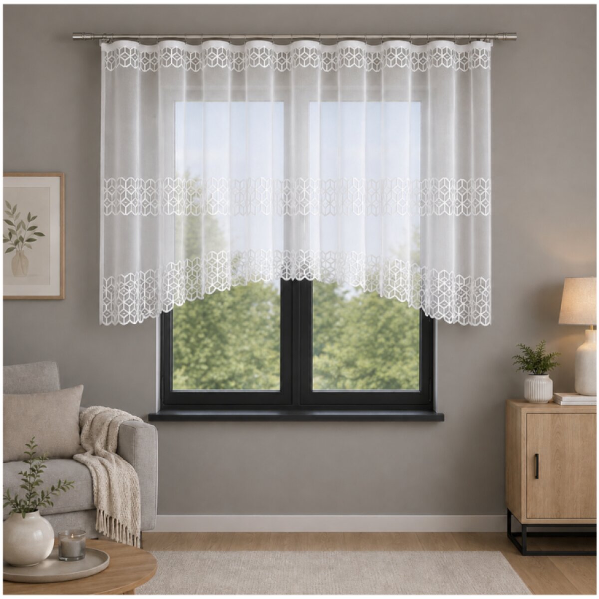 Dekorační žakárová záclona s řasící páskou EGONA 120 bílá 400x120 cm MyBestHome