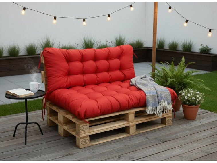 Paletové prošívané sezení PIETRO SET - sedák 120x80 cm, opěrka 120x40 cm, color 11 červená, Mybesthome