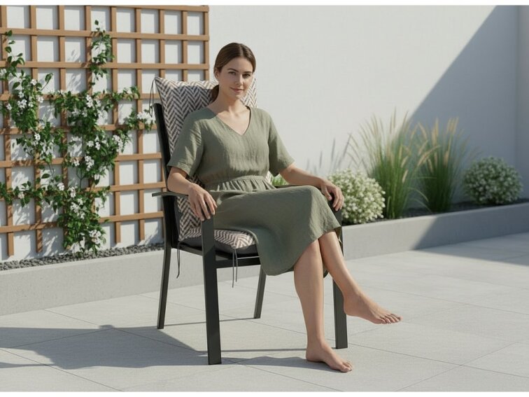 Zahradní prošívaný podsedák na židli s opěrkou 50x50x80 cm CALLUM vzor 140 Mybesthome