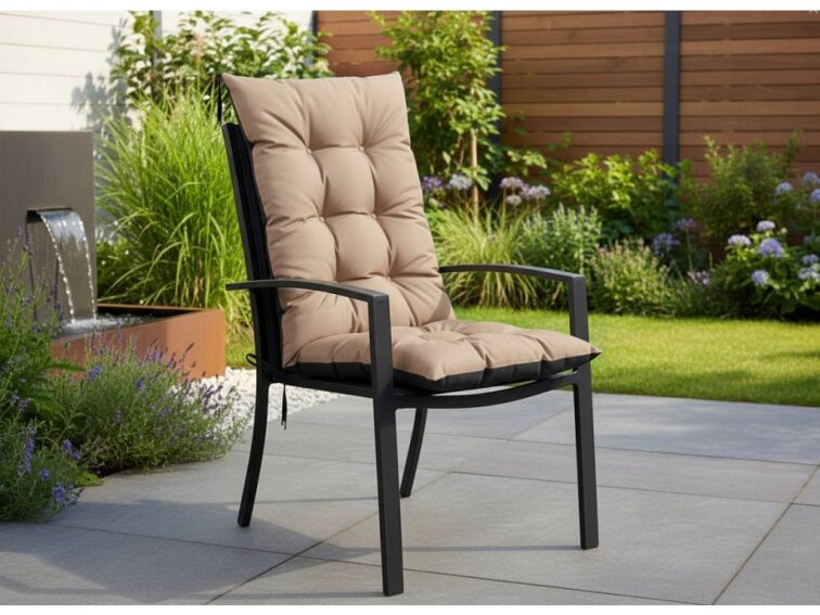 Zahradní prošívaný podsedák na židli s opěrkou 50x50x80 cm CALLUM color 21 béžová Mybesthome