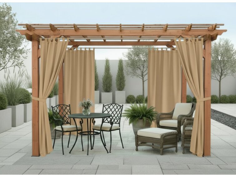 Venkovní zahradní závěs s poutky SANTIAGO color 37 latté, různé rozměry MyBestHome