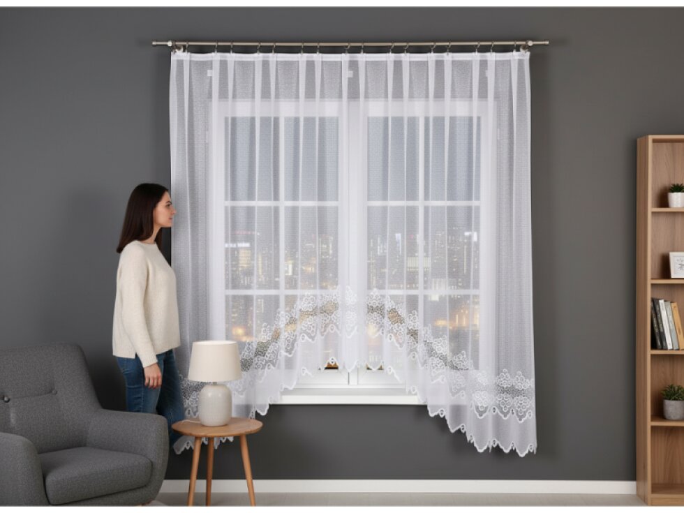 Dekorační oblouková dlouhá záclona na žabky MODESTA 180 bílá 300x180 cm MyBestHome