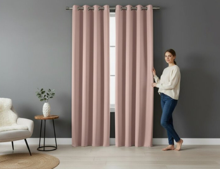 Zatemňovací závěs s kroužky "BLACKOUT" SIERRA 135x250 cm růžová (cena za 1 kus) MyBestHome