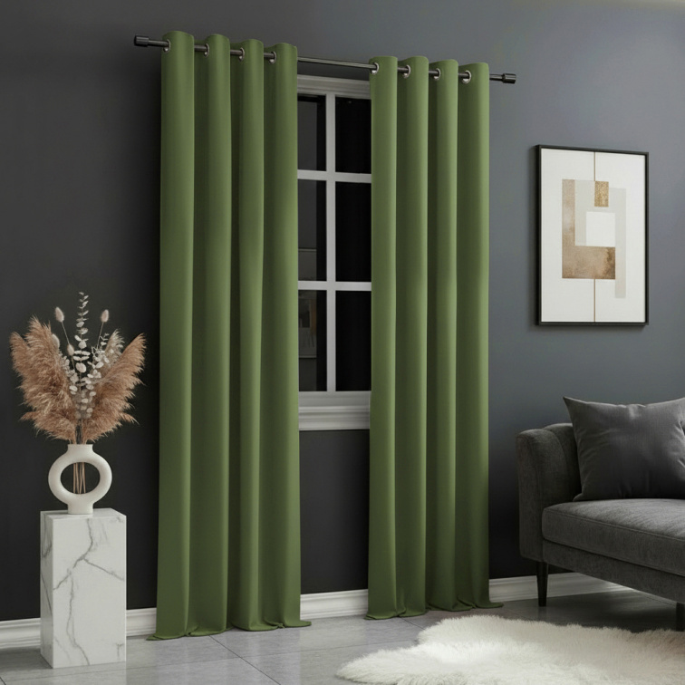Dekorační dlouhý jednobarevný závěs s kroužky EASY TOP tmavě zelená 1x140x250 cm (cena za 1 kus) MyBestHome