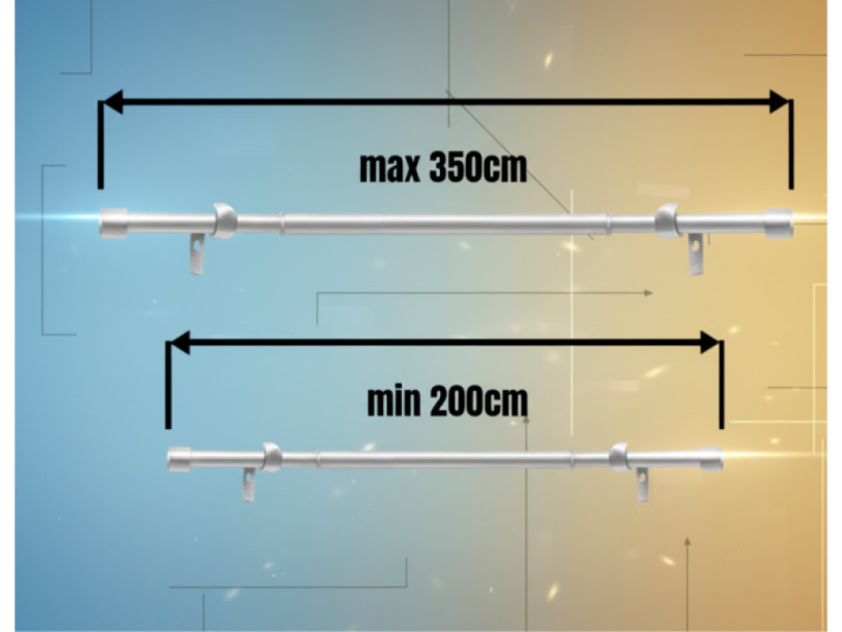 Kovová teleskopická garnýž VINCENZO DUO nerezová ocel 200-350 cm Ø 16/19 mm dvouřadá Mybesthome