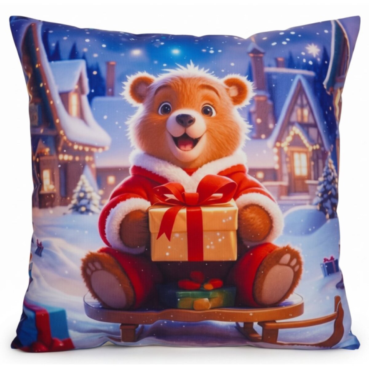 Vánoční povlak na polštář CHRISTMAS TEDDY BEAR 40x40 cm