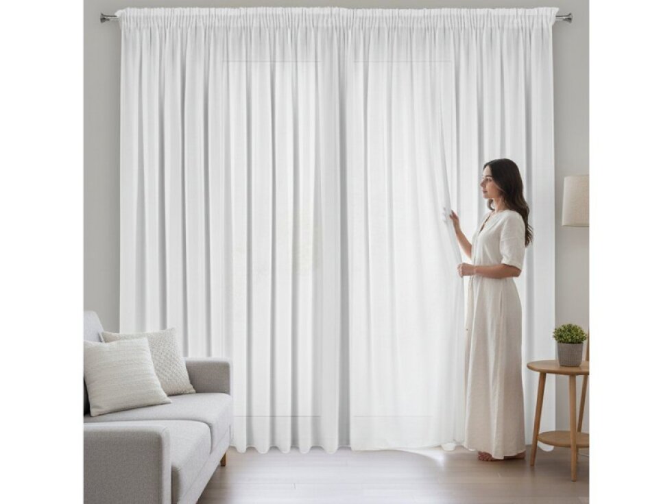 Dekorační dlouhá šifonová záclona s řasící páskou IZABEL TAPE 350x270 cm bílá MyBestHome