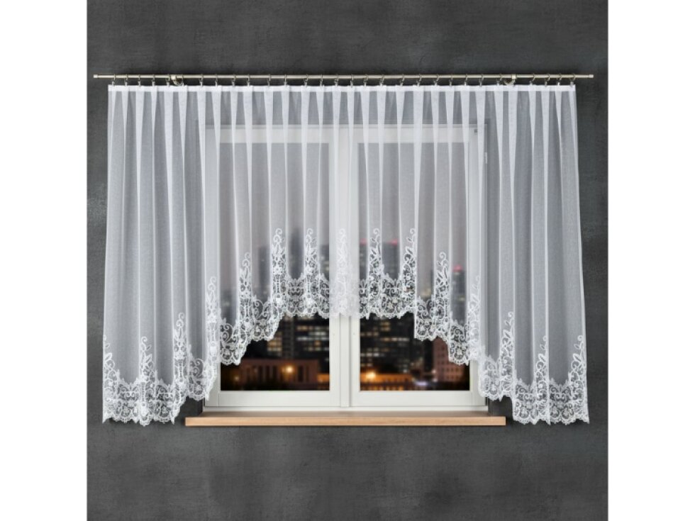 Dekorační krátká vzorovaná záclona na žabky BERENIKA 160 bílá 530x160 cm MyBestHome