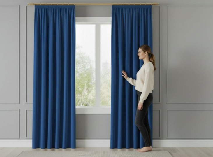 Dekorační závěs s řasící páskou VALMONT 140 cm x 250 nebo 260 cm color 011 tmavě modrá (cena za 1 kus) MyBestHome