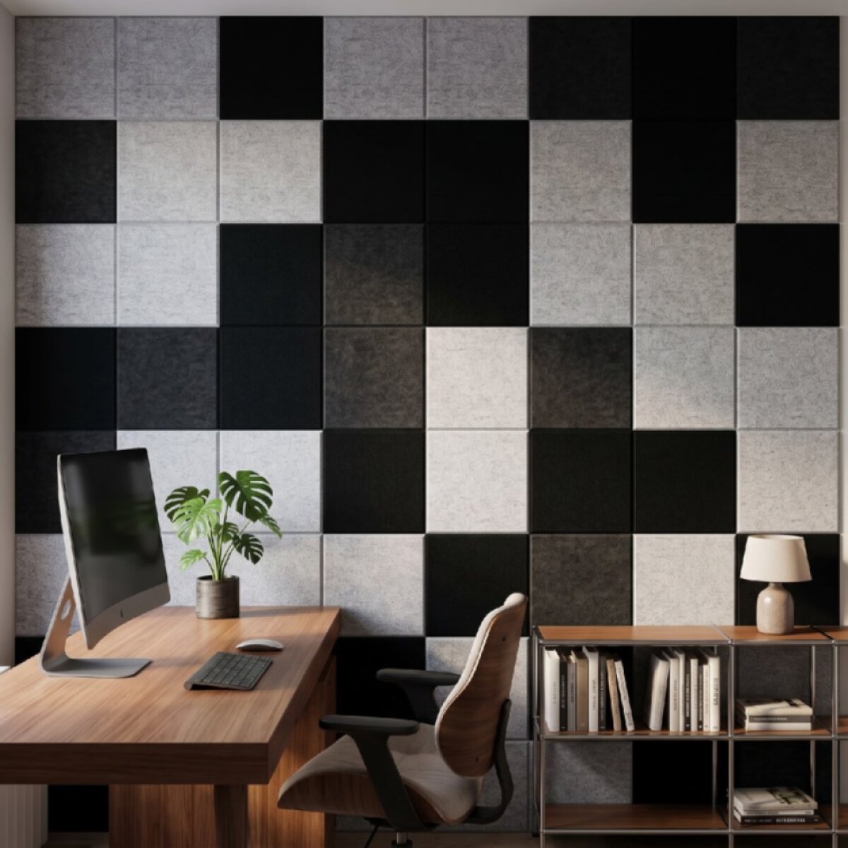 Dekorativní filcový nástěnný panel CROSS černá 40x40 cm čtverec - Cena za 2 kusy v balení