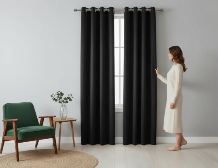 Zatemňovací závěs s kroužky "BLACKOUT" SIERRA 135x250 cm černá (cena za 1 kus) MyBestHome