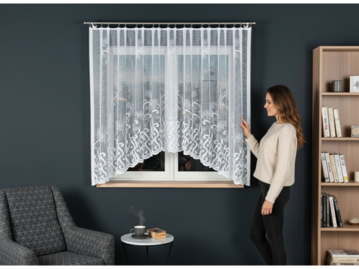 Dekorační oblouková krátká záclona na žabky WANDA 160 bílá 300x160 cm MyBestHome
