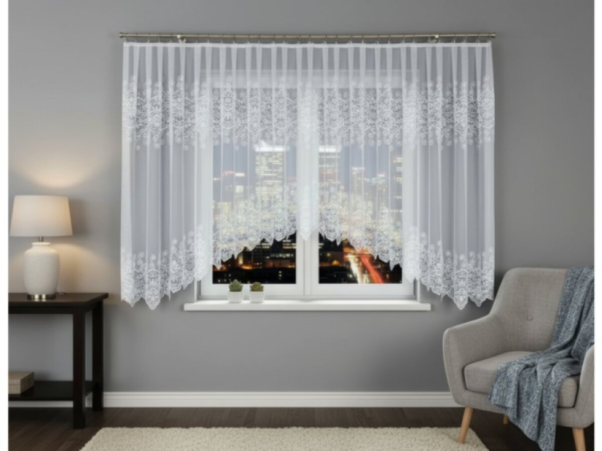 Dekorační krátká vzorovaná záclona na žabky CELINA 160 bílá 500x160 cm MyBestHome