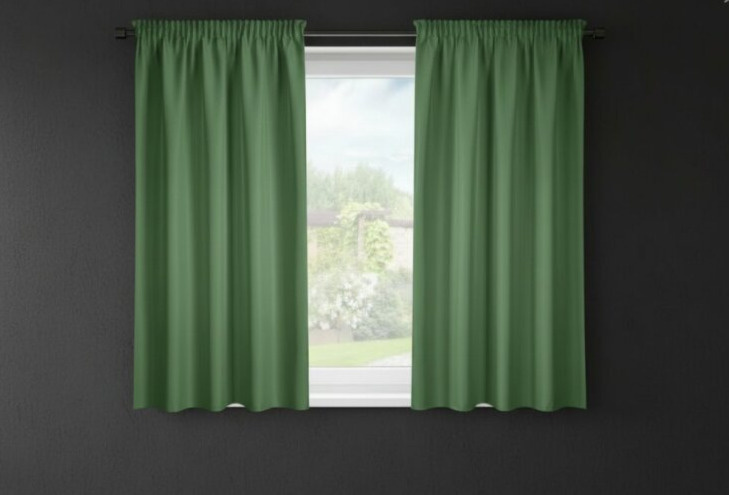 Dekorační krátký závěs s řasící páskou SAMARA zelená 140x175 cm (cena za 1 kus) MyBestHome