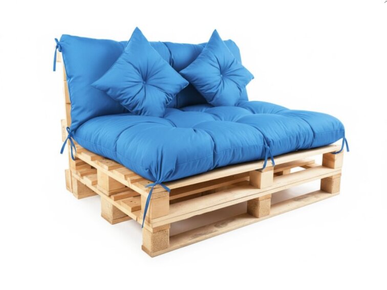 Polstr CARLOS color 39 modrá, sedák 120x80 cm, opěrka 120x40 cm, paletové prošívané sezení Mybesthome