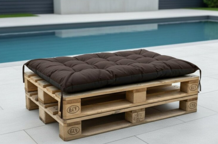 Prošívané sezení na paletu RICCO color 27 tmavě hnědá 120x80 cm polstr na paletu - sedák Mybesthome