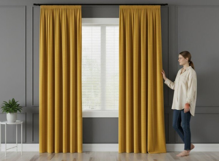 Dekorační závěs s řasící páskou VALMONT 140 cm x 250 nebo 260 cm color 019 šafránová (cena za 1 kus) MyBestHome