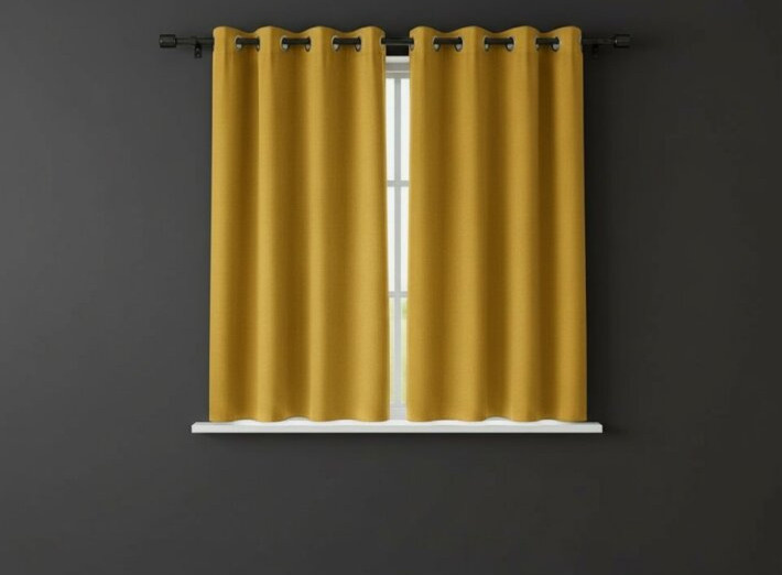 Zatemňovací krátký závěs s kroužky "BLACKOUT" NEW VITORIA 135x160 cm mustard/hořčicová (cena za 1 kus) Mybesthome