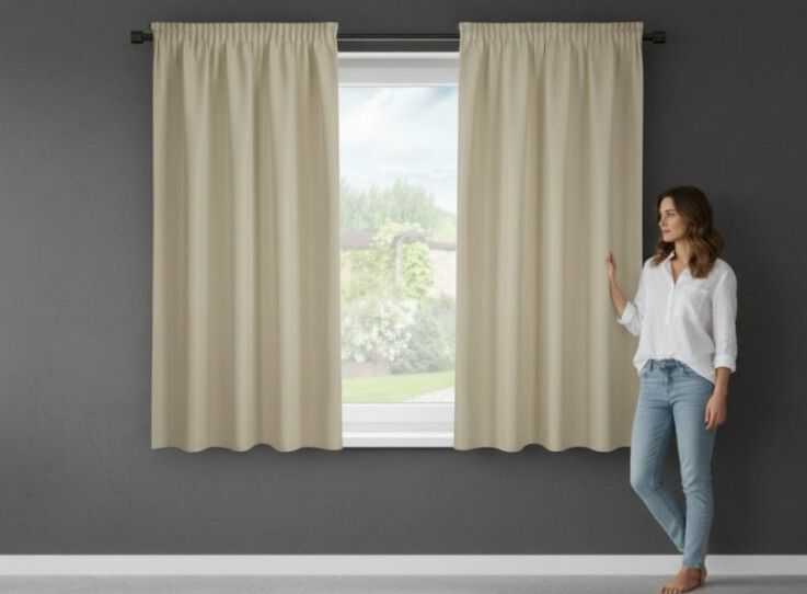 Dekorační krátký závěs s řasící páskou SAMARA béžová 140x175 cm (cena za 1 kus) MyBestHome