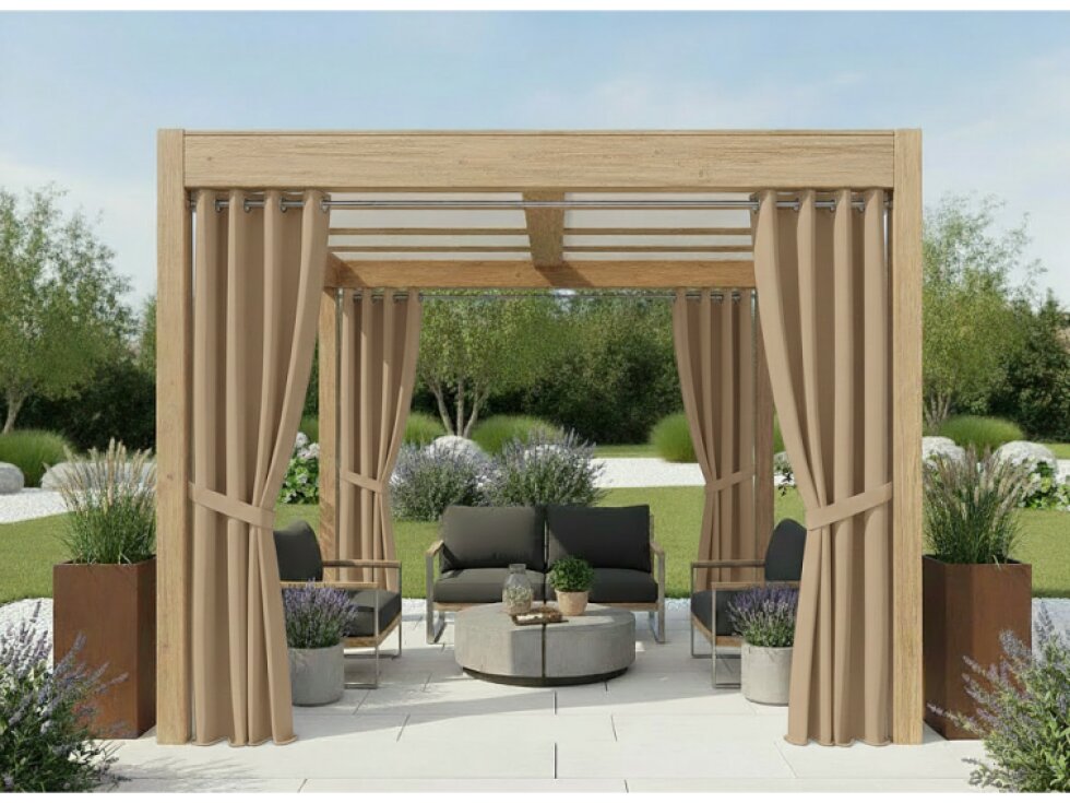 Venkovní zahradní závěs s kroužky GARDENIA RING béžová, šířka 140 cm výška různé rozměry Mybesthome