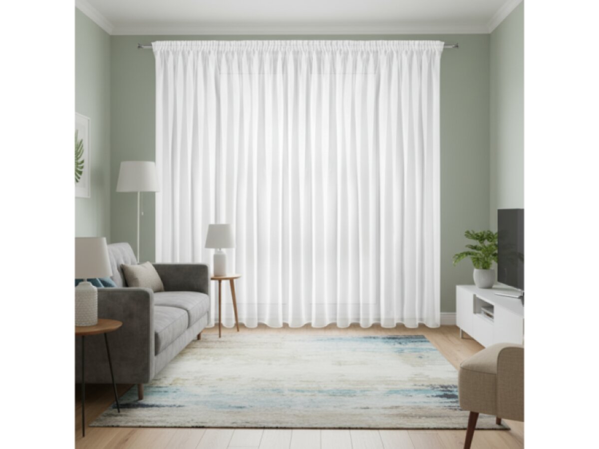 Dekorační dlouhá šifonová záclona s řasící páskou BETTY TAPE 300x250 cm bílá (cena za 1 kus) MyBestHome