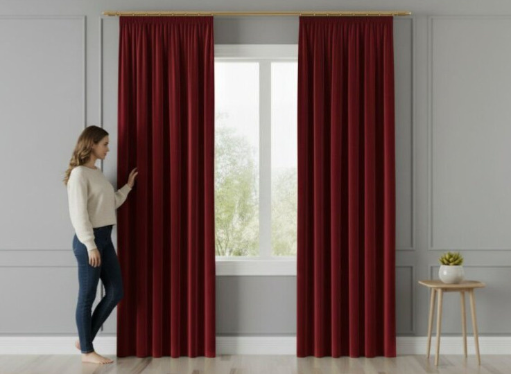 Dekorační závěs s řasící páskou VALMONT 140 cm x 250 nebo 260 cm color 043 červená (cena za 1 kus) MyBestHome