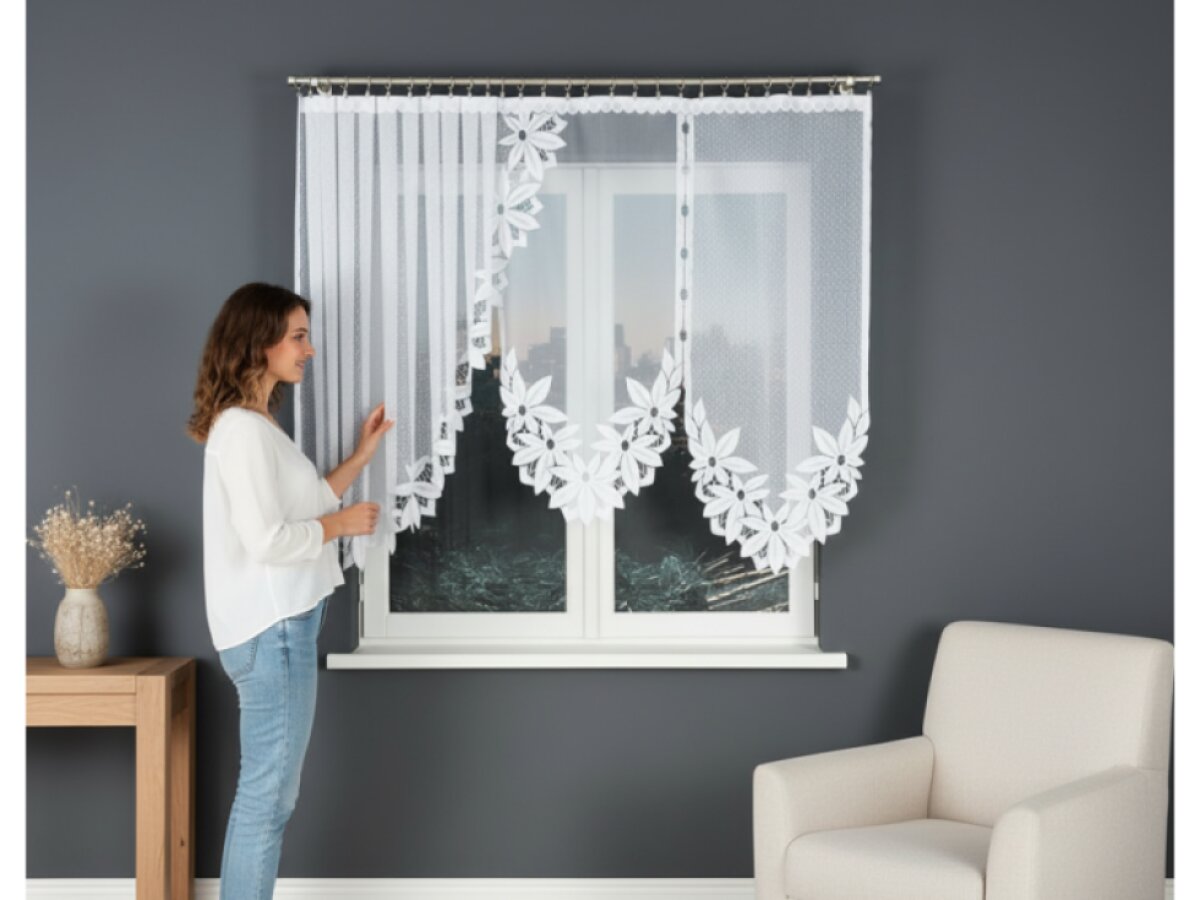 Dekorační oblouková krátká záclona na žabky JADWIGA 160 bílá 300x160 cm MyBestHome