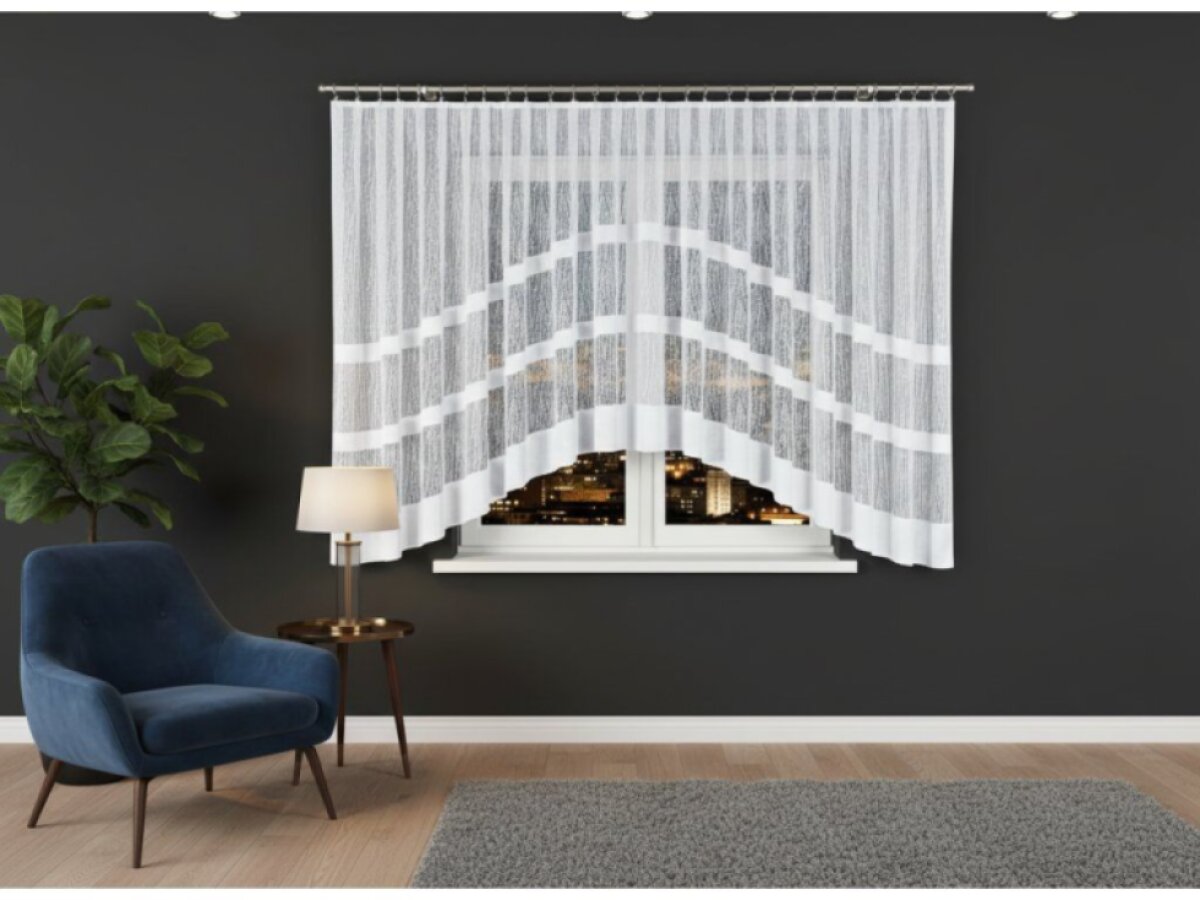 Dekorační krátká vzorovaná záclona na žabky WIKTORIA 160 bílá 500x160 cm MyBestHome