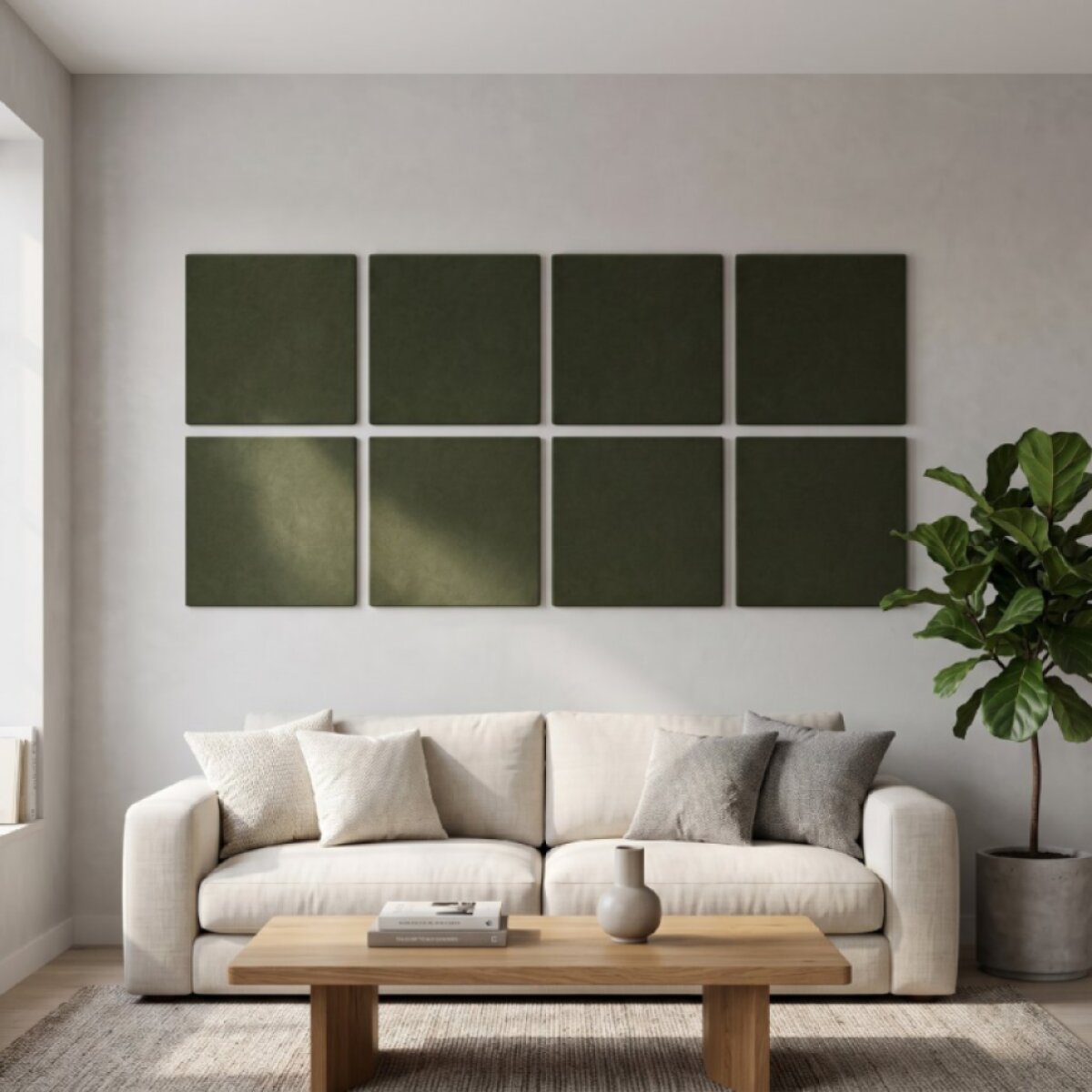 Čalouněný nástěnný panel různé rozměry khaki čtverec MyBestHome
