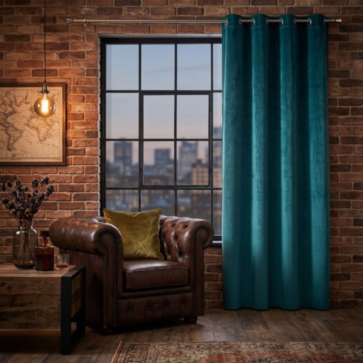 Dekorační závěs s kroužky VELVET 140x260 cm, mořská zelená (cena za 1 kus) MyBestHome