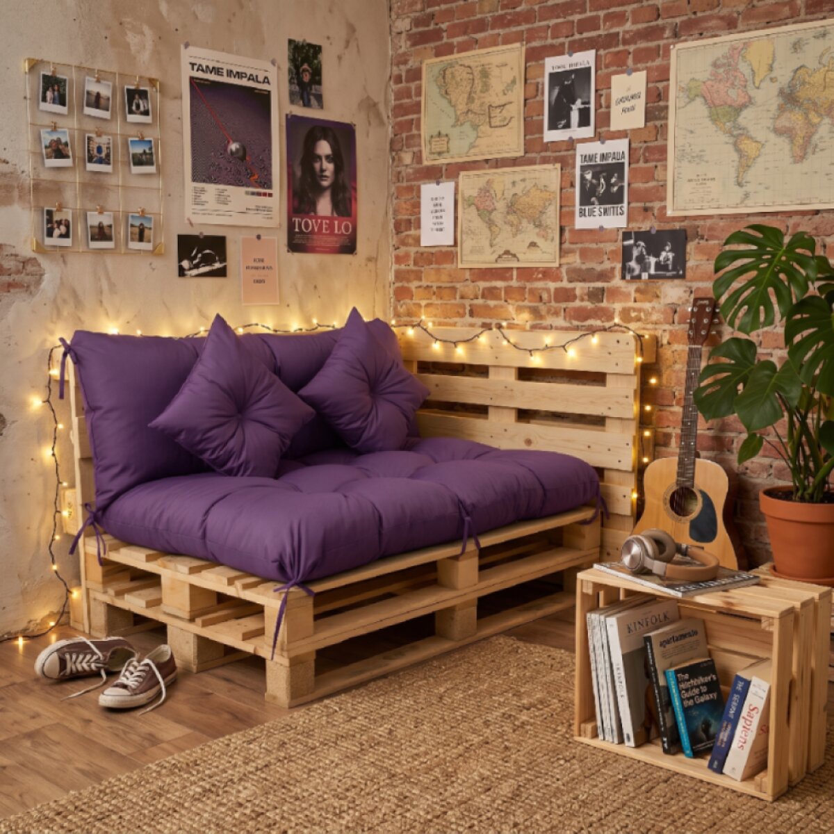 Interiérový polstr na palety CHILL ZONE 29 relax, gaming, mladé bydlení fialová Mybesthome