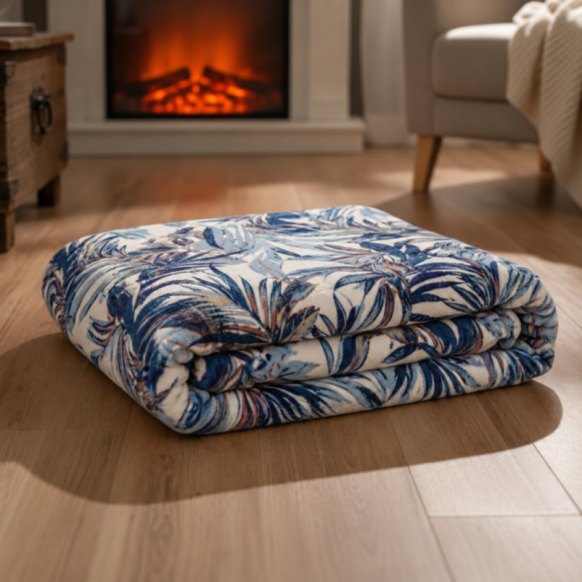 Deka z mikrovlákna BASIC palmové listy 130x170 cm