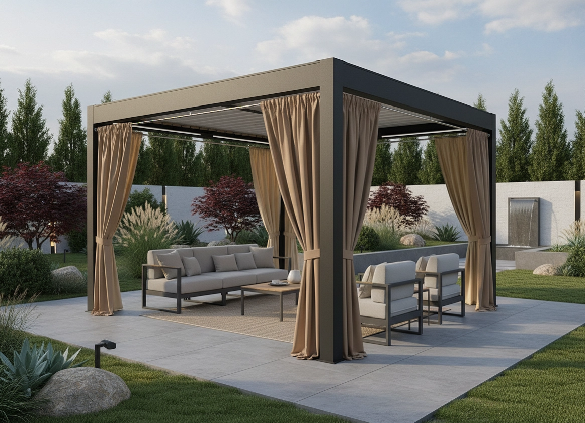 Venkovní zahradní závěs s kroužky GARDENIA TAPE světle béžová, šířka 140 cm výška různé rozměry Mybesthome