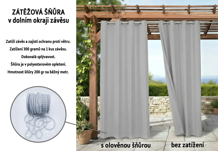 Venkovní zahradní závěs s kroužky MONTANA color 03 světle šedá, různé rozměry MyBestHome