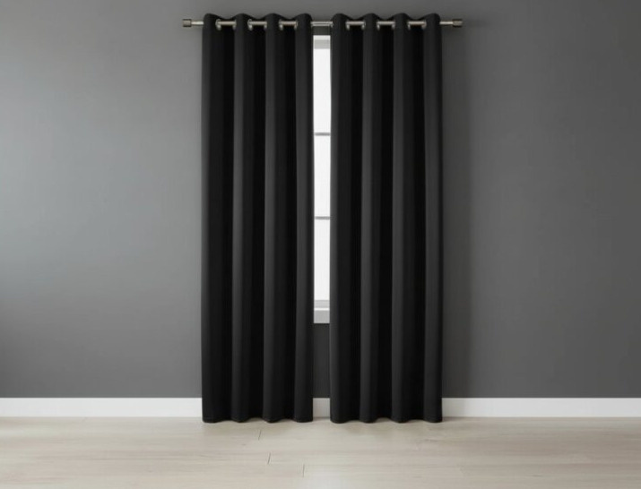 Zatemňovací závěs s kroužky "BLACKOUT" SIERRA 135x250 cm černá (cena za 1 kus) MyBestHome