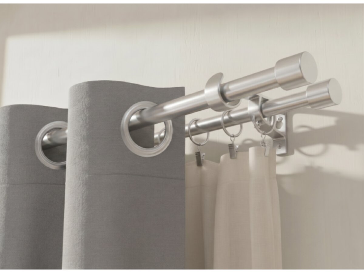 Kovová teleskopická garnýž VINCENZO DUO stříbrná matná 120-230 cm Ø 16/19 mm dvouřadá Mybesthome