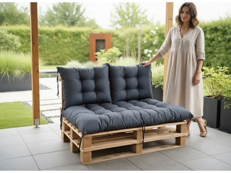 Paletové prošívané sezení MATTEO SET - sedák 120x80 cm, 2x opěrka 60x40 cm, modrá color 04, Mybesthome