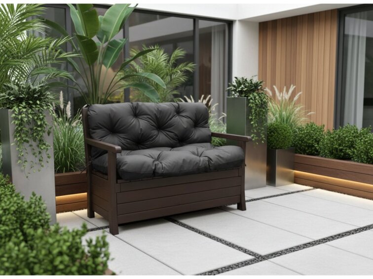 Prošívané sezení JONAS color 02 ANTRACIT různé rozměry, polstr na zahradní lavici - sedák s opěrkou, Mybesthome