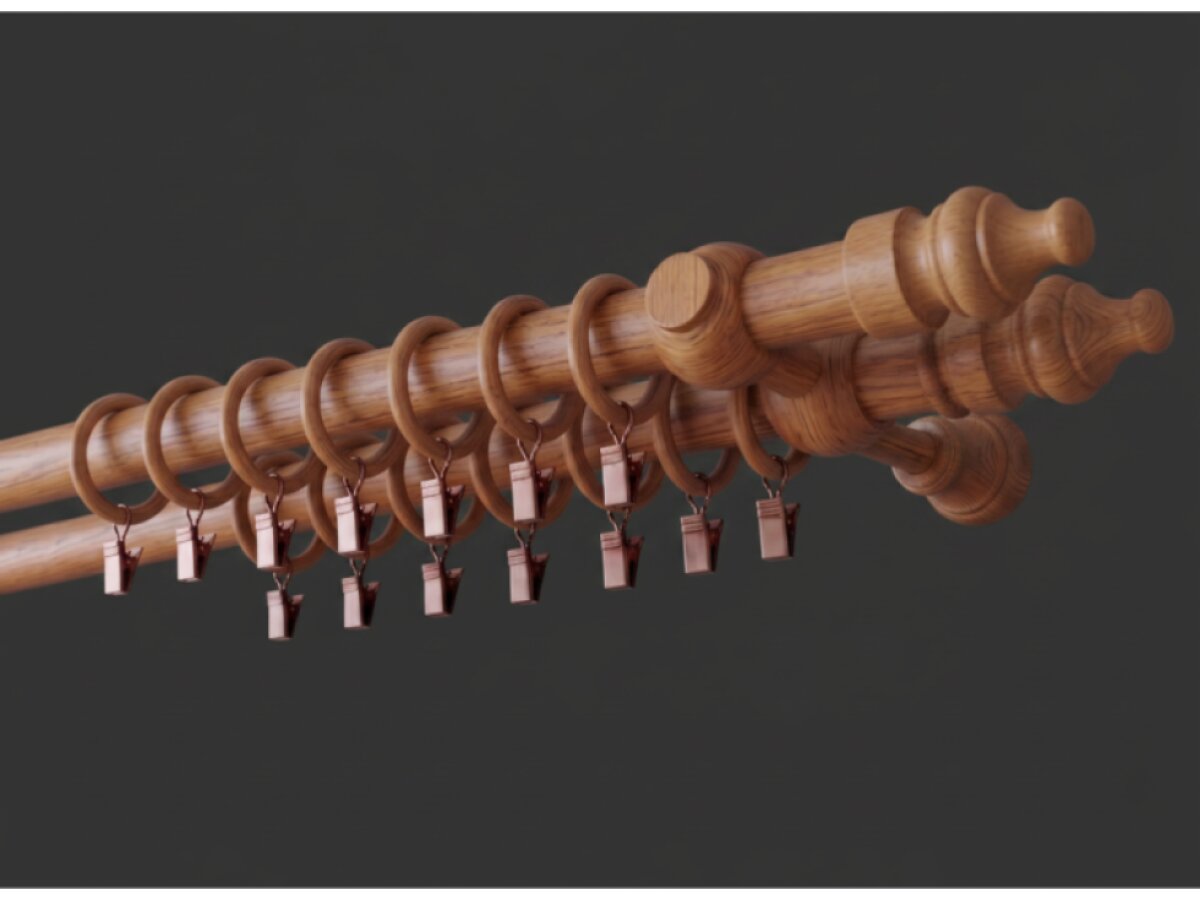 Dřevěná garnýž Ø 28 mm více rozměrů LINDA WALL FIX dub dvouřadá Mybesthome